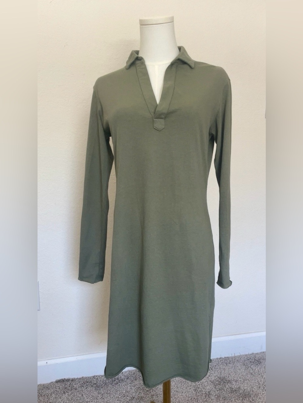 Frank & Eileen Nicole Popover Henley Dress XS in Army